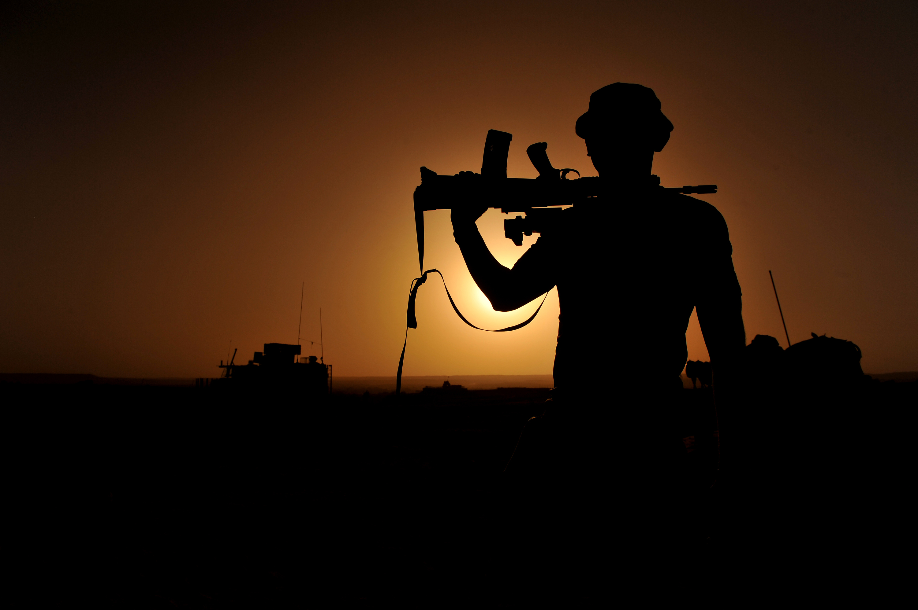 Soldier Silhouetted in Afghanistan