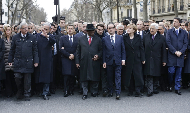 Heads of State marching through Paris after the Charlie Bebdo attacks. Photo: European External Action (creative commons)