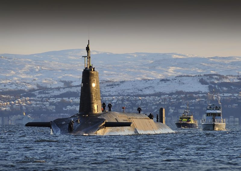 Nuclear Submarine HMS Vanguard Returns to HMNB Clyde, Scotland