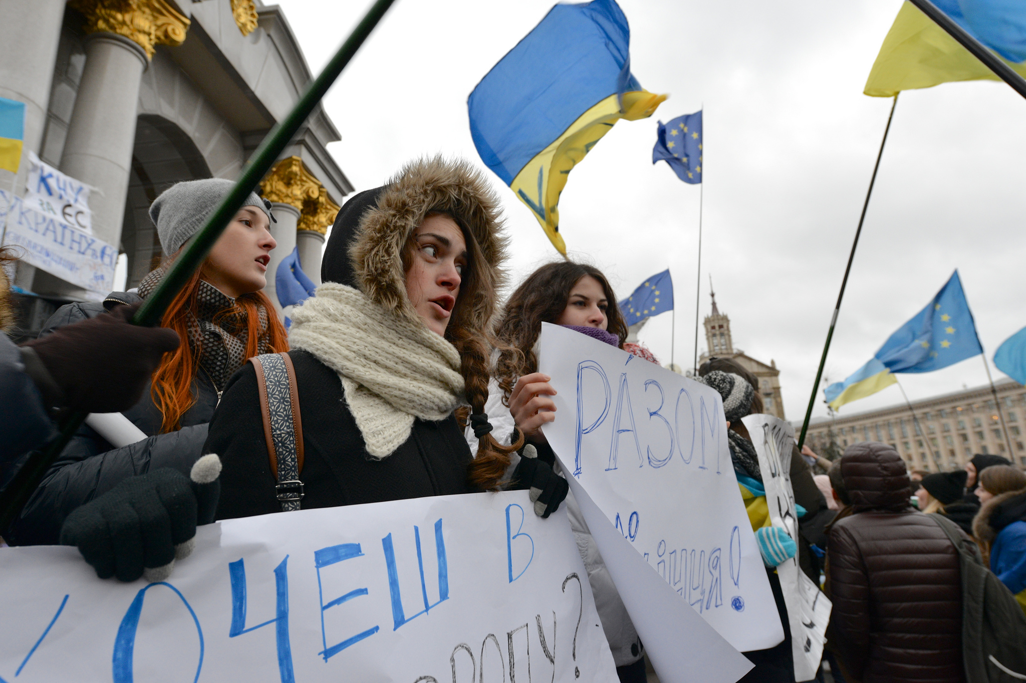 Demonstrators at a Euromaidan pro-EU rally in Kiev, Ukraine, 26 November 2013. Photo: Ivan Bandura (CC 2.0)