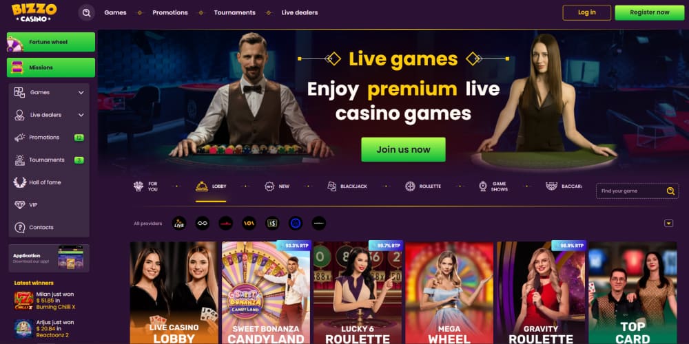 Bizzo Casino live