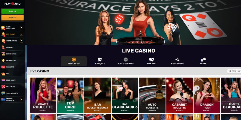 PlayAmo Casino live