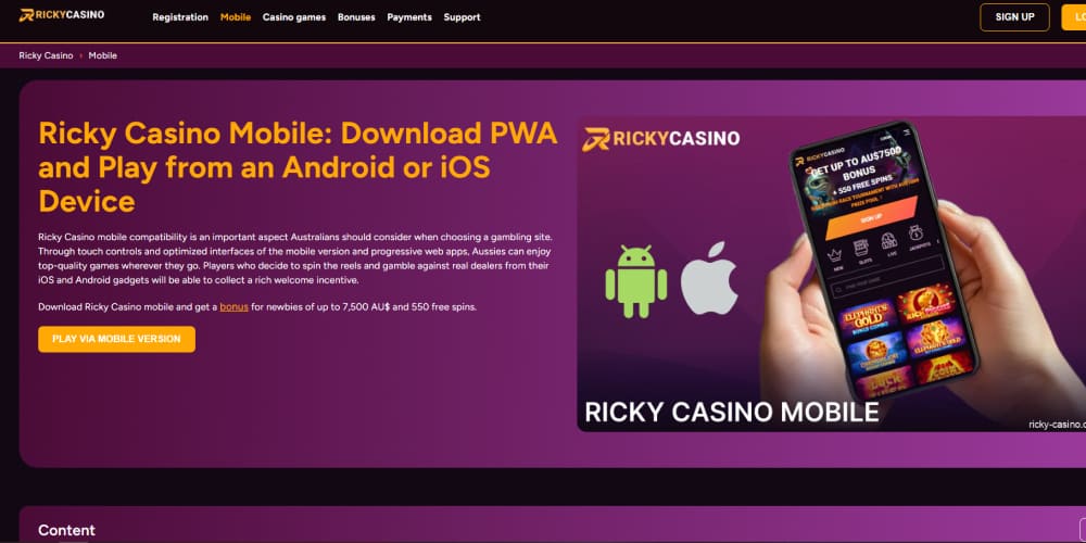 Ricky casino mobile
